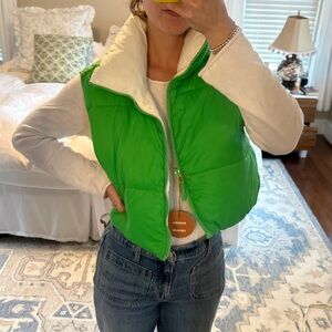 Reversible Green & White Puffer Vest